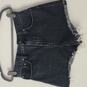 Madewell The Perfect Black Denim Raw Hem High Rise Jeans Shorts 28 (20T)